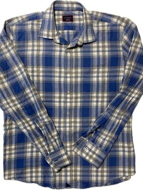 UNTUCKit Blue and Gray Plaid Long-Sleeve Button-Down Shirt